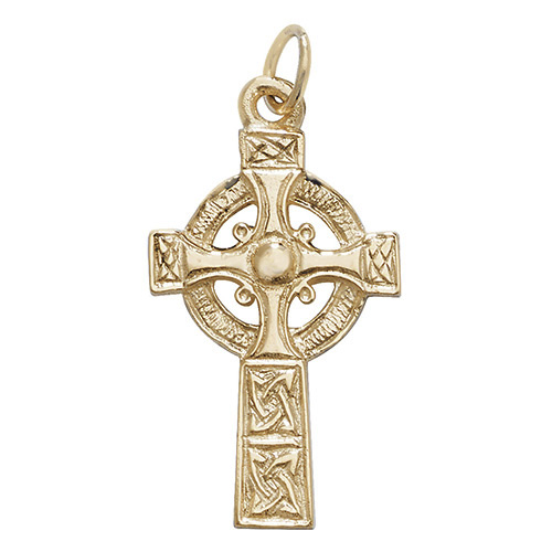 9 carat yellow gold celtic cross pendant