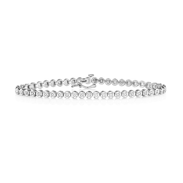 9 carat white gold diamond line bracelet