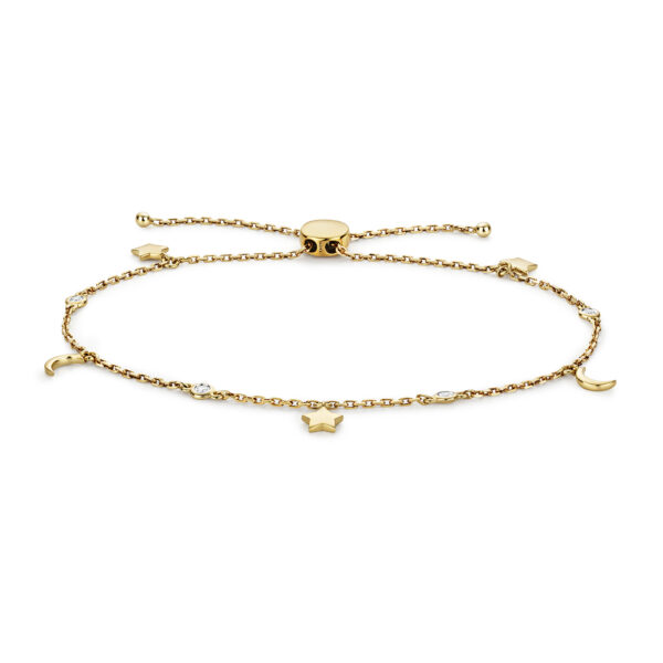 9 carat yellow gold star and moon bracelet
