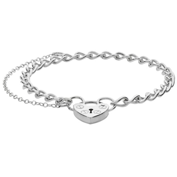 silver charm bracelet heart padlock