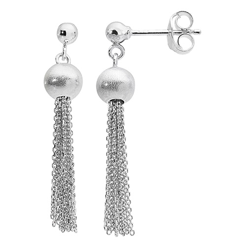 sterling silver dangle tassel earrings