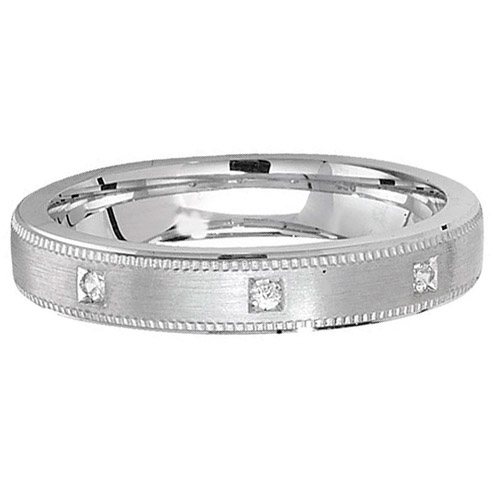 sterling silver cz 4mm satin finish wedding ring
