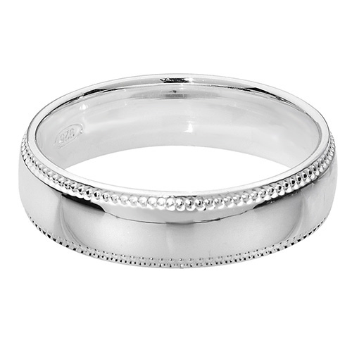 sterling silver 5mm milll grain wedding ring