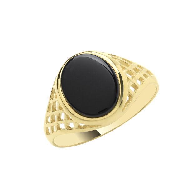 9 carat yellow gold onyx oval signet ring