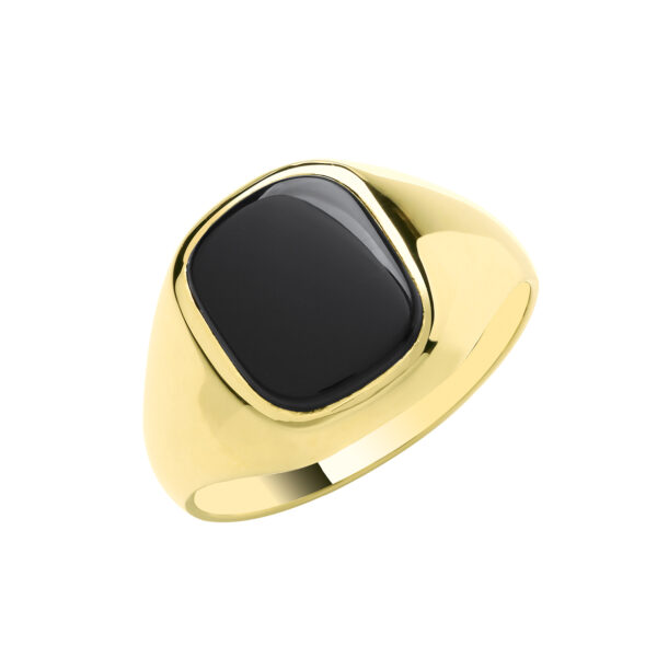 9 carat yellow gold signet ring set with onyx