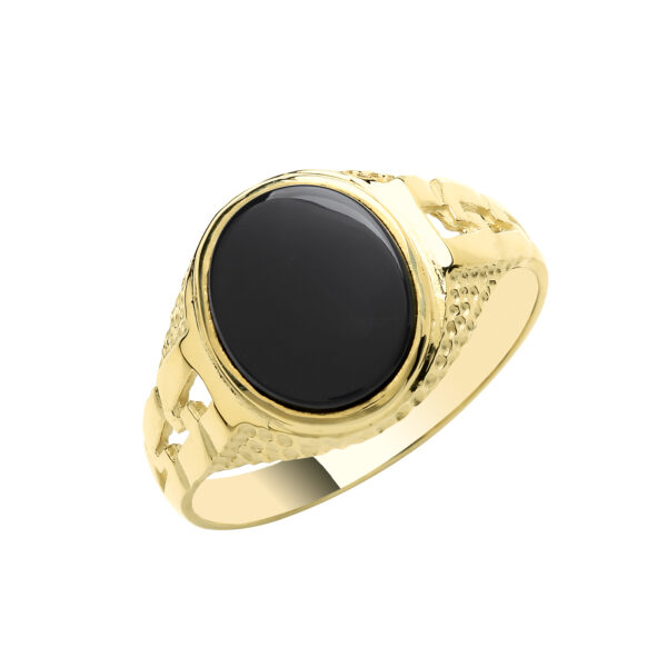 9 carat yellow gold onyx fancy signet ring