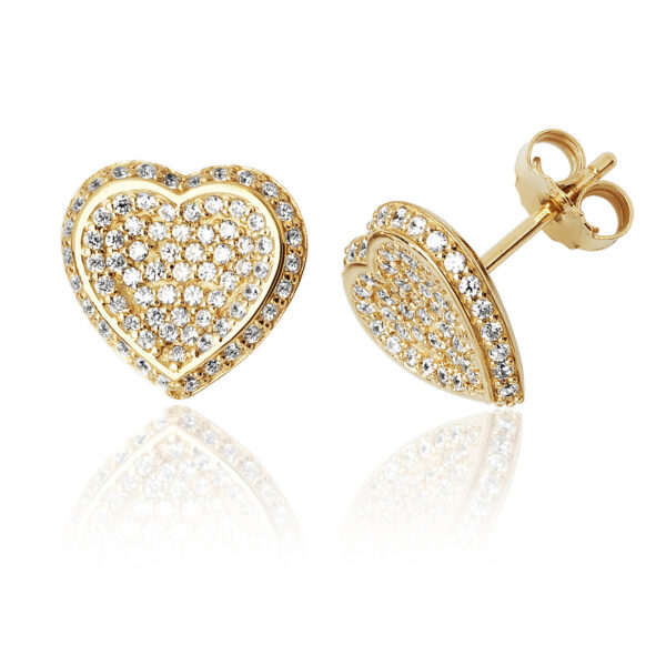 sterling silver gold plated heart cz earrings