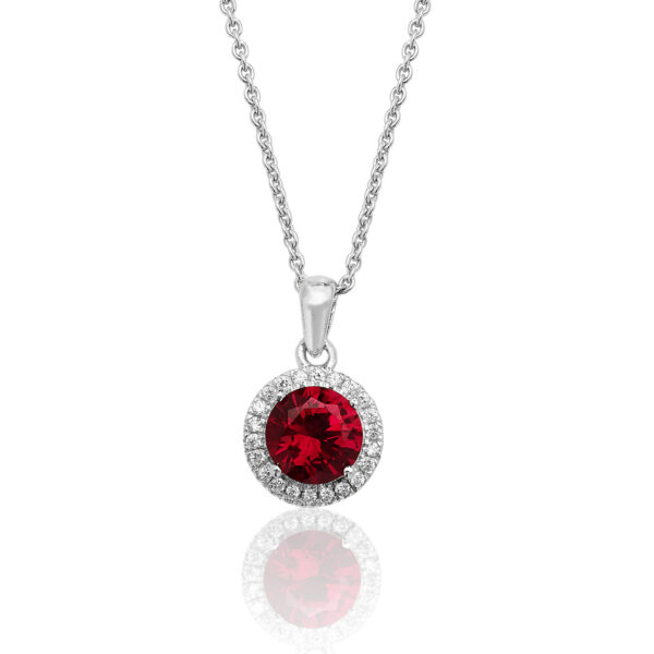 sterling silver red cz pendant and chain