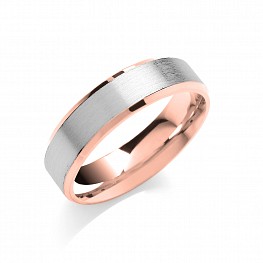 6mm Two Colour Flat Court Bevelled Edge Wedding Ring