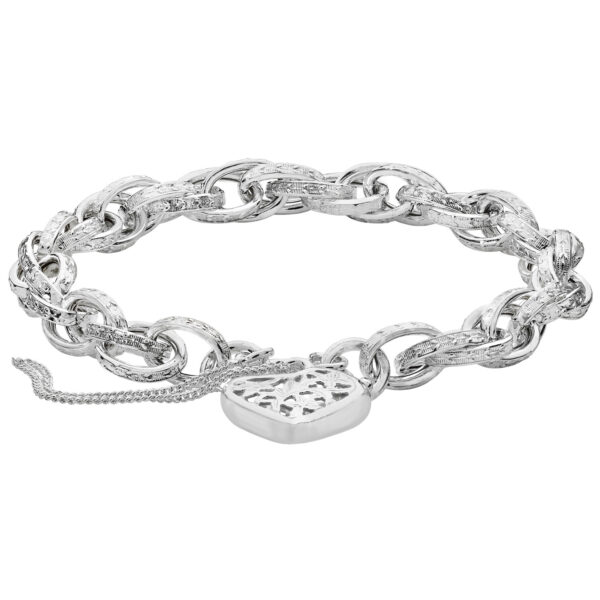 sterling silver heart padlock charm bracelet