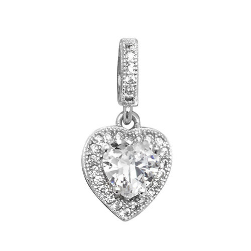 sterling silver cz heart pendant