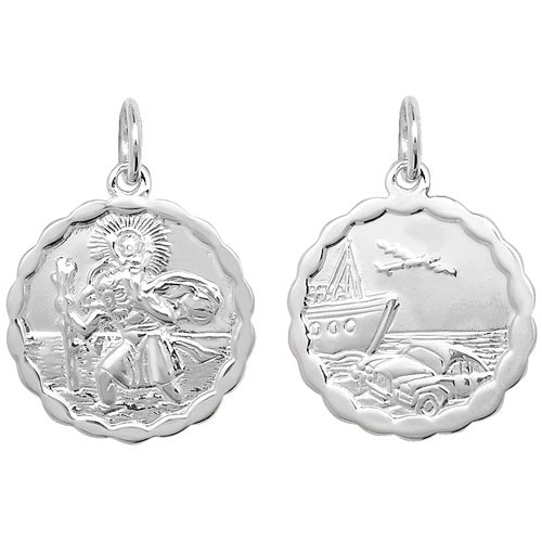 silver st christopher 20mm round