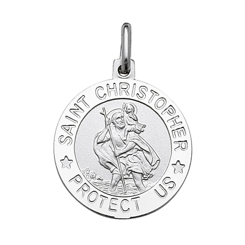 sterling silver round st christopher pendant