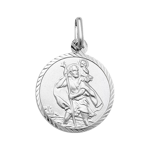 silver fancy st christopher pendant