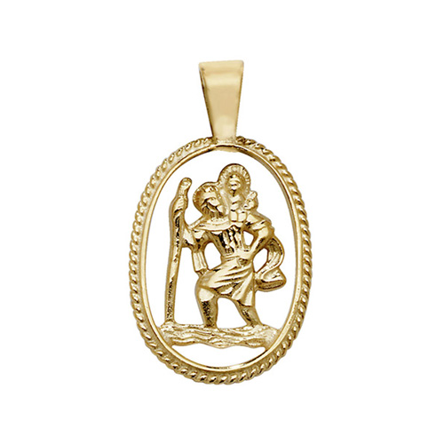 9 carat yellow gold st christopher cut out pendant