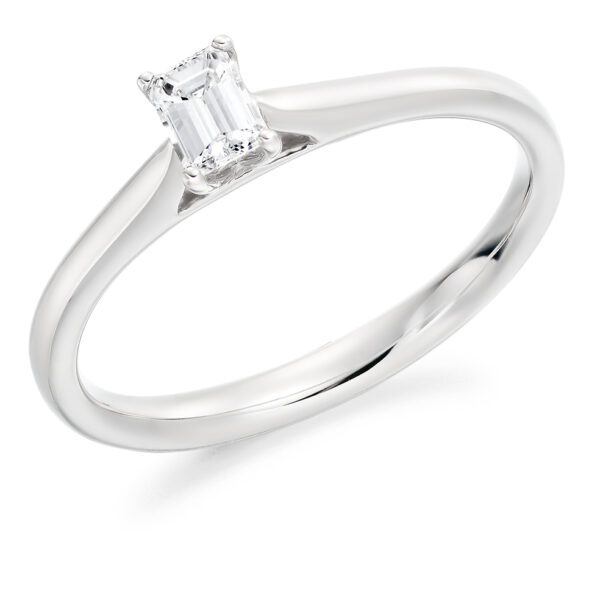 9 carat white gold emerald cut diamond solitaire ring