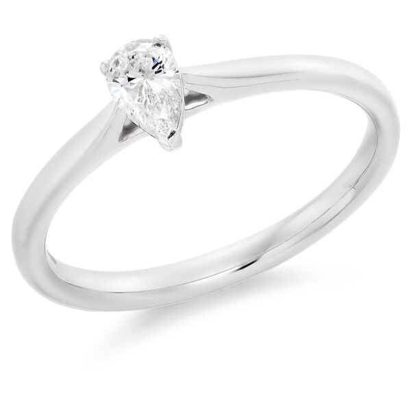 9 carat white gold pear shape diamond solitaire ring