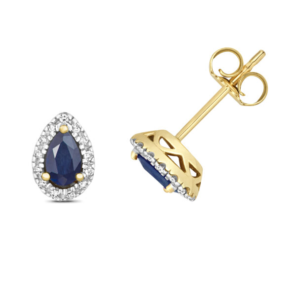 9 carat yellow gold sapphire and diamond earrings
