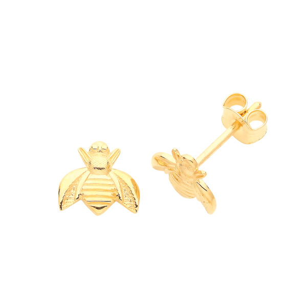 9 carat yellow gold bee earrings