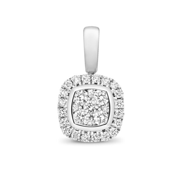 9 carat white gold cushion shaped diamond pendant