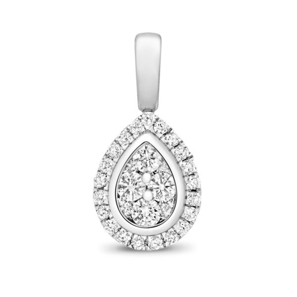 9 carat white gold diamond pear shaped pendant
