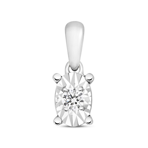 9 carat white gold diamond oval illusion set pendant