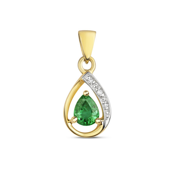9 carat yellow gold emerald and diamond pendant