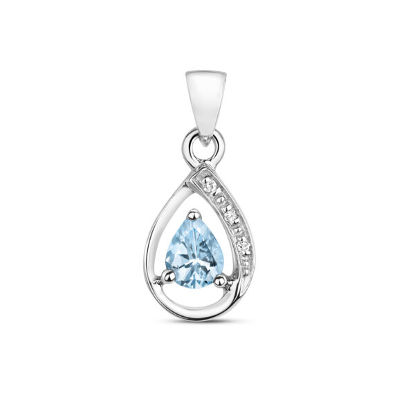 9 cart white gold aquamarine and diamond pendant