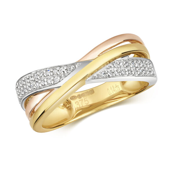 9 carat trim-colour gold diamond dress ring