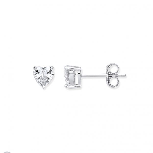 silver heart cz earrings