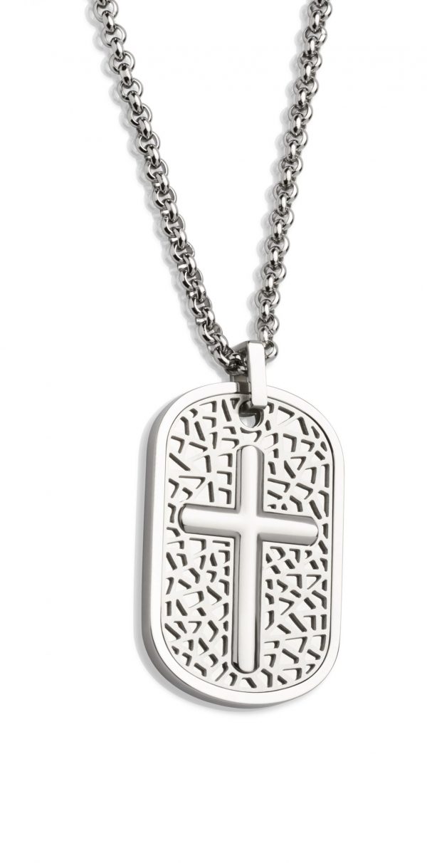 steel cross design pendant and chain