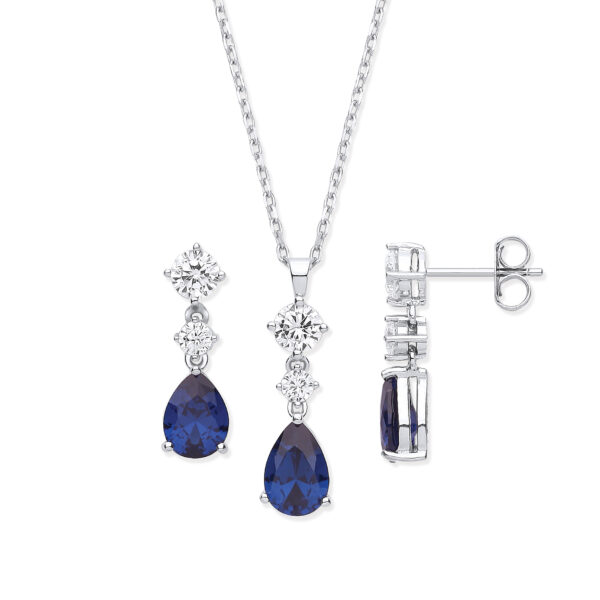 sterling silver sapphire blue cz set