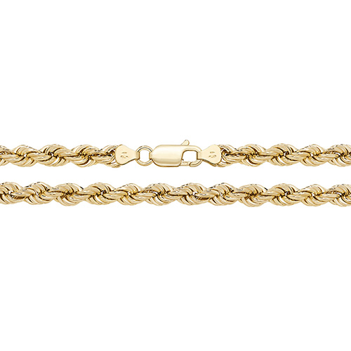 9 carat yellow gold 5mm wide rope bracelet