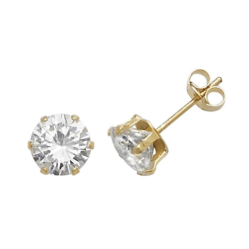 9 carat gold cz earrings 6mm