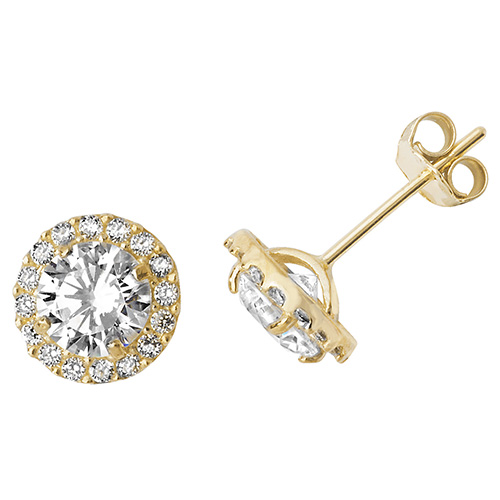 9 carat yellow gold cubic zirconia earrings