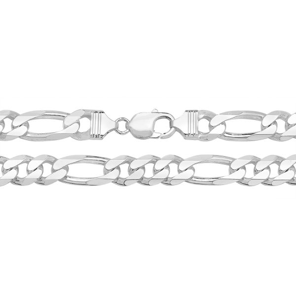 silver large figaro bracelet 11mm wide