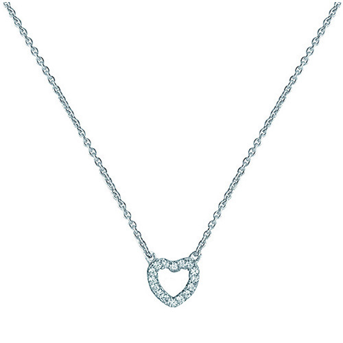 silver heart cz pendant and chain