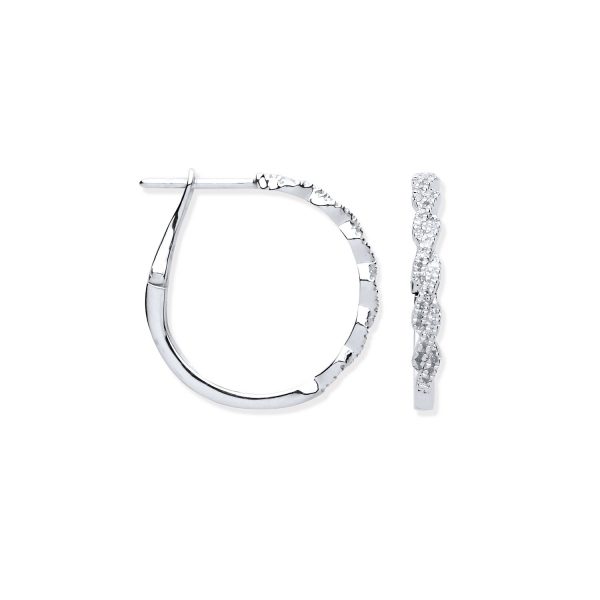 9 carat white gold diamond hoop earrings