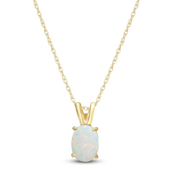 9 carat gold created opal pendant and chain