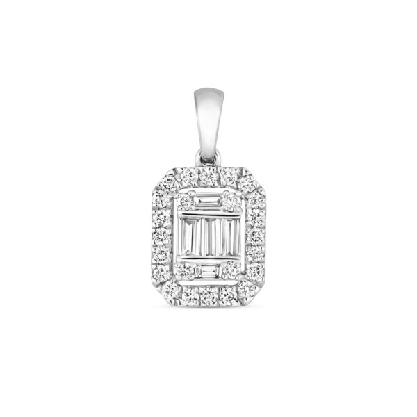 9 carat white gold diamond octagon pendant
