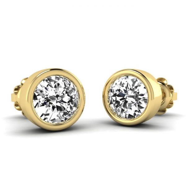 9 carat yellow gold diamond rubover earring