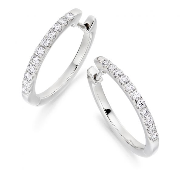 9ct white gold diamond hoop earrings