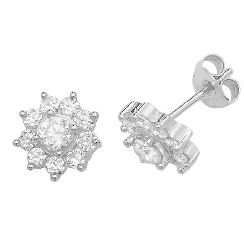 Flower shaped CZ Earrings