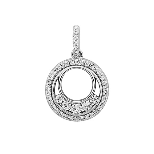 Sterling Silver Double Circle CZ Pendant