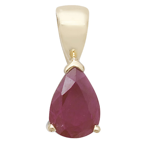 9 carat gold pear shape ruby pendant