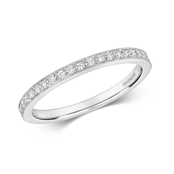 9 carat white gold grain set diamond wedding ring