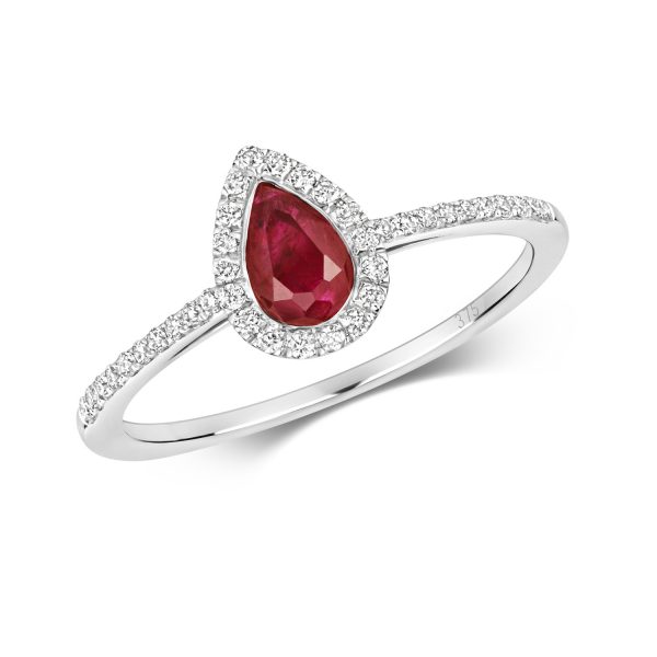 9 carat white gold diamond and ruby ring