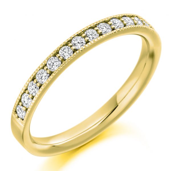 18 carat yellow gold diamond half eternity ring