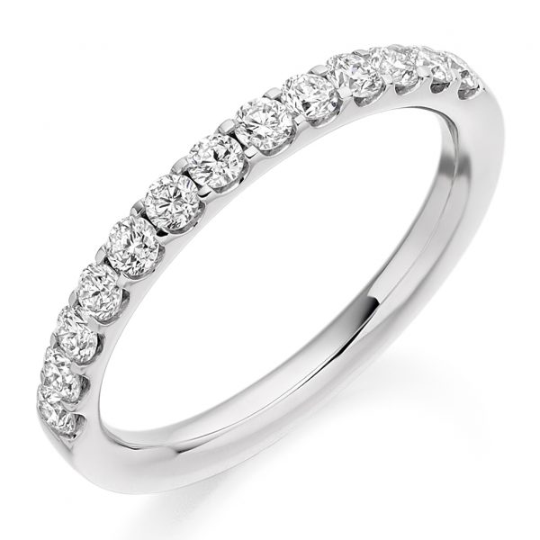 18 carat white gold diamond half eternity ring micro claw set