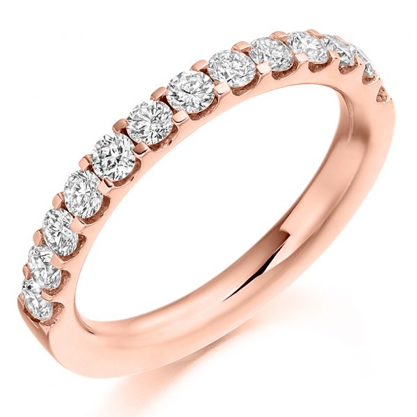18 carat rose gold diamond half eternity ring